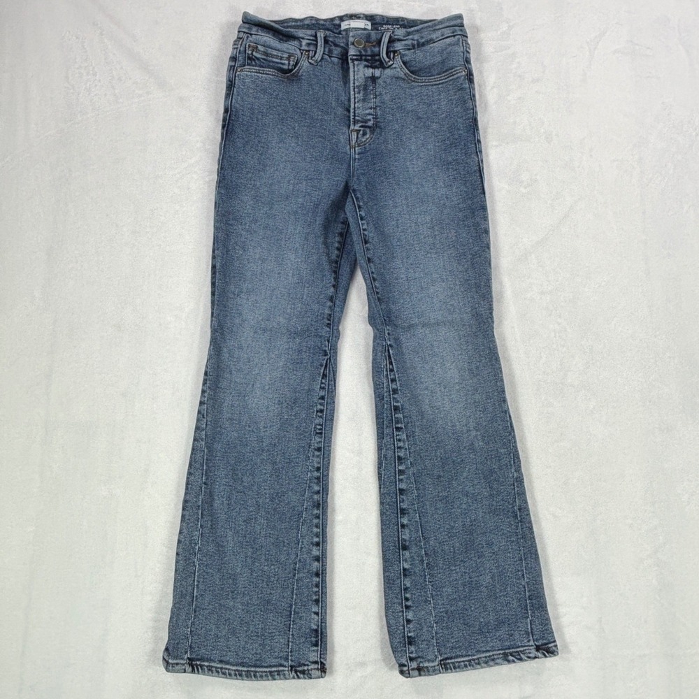 Good American Good Legs Crop Mini Boot Jeans Indigo917 Blue Size 4/27 High Rise